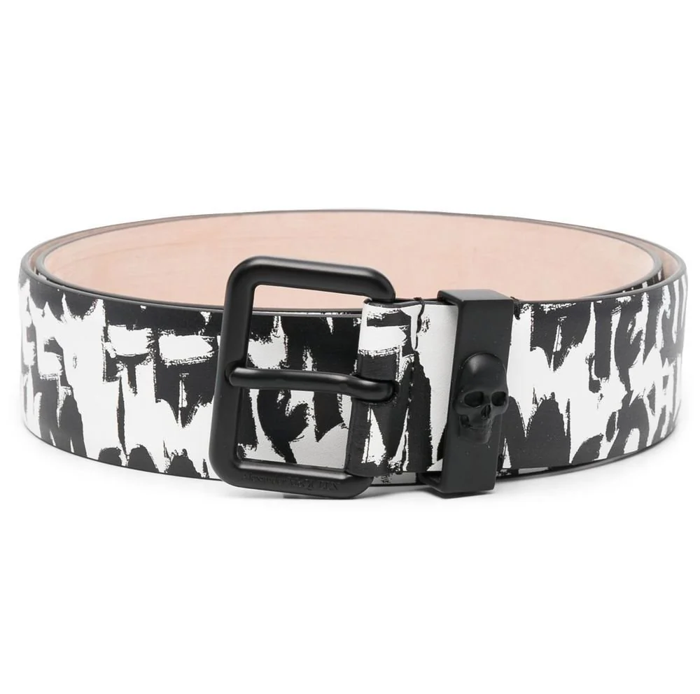 Thắt Lưng Alexander McQUEEN Graffiti 'Black White' 6892221AAHU1081 - Ảnh 2