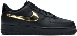 Giày Nike Air Force 1 Black Metallic Gold Removable Swoosh Pack CT2252-001