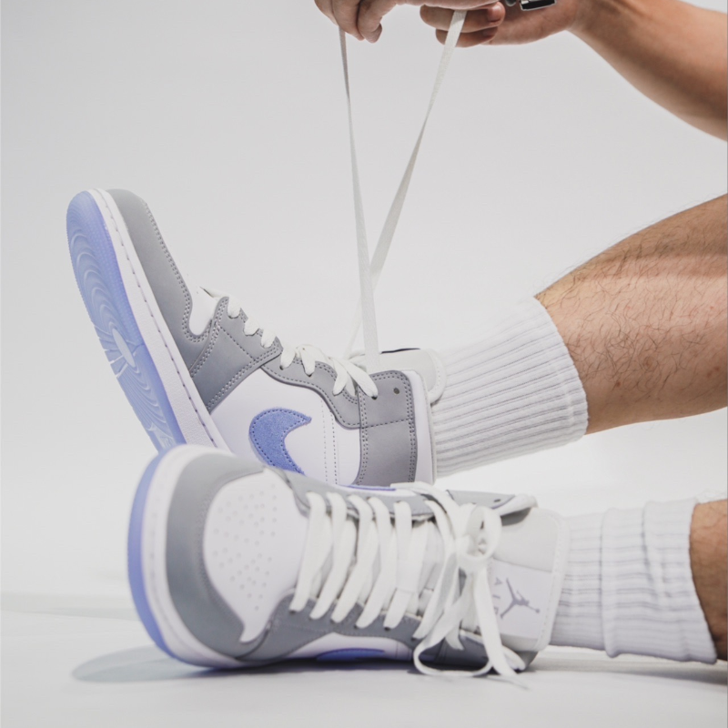 Giày Nike Wmns Air Jordan 1 Mid 'Grey Blue' BQ6472-105 - Ảnh 3