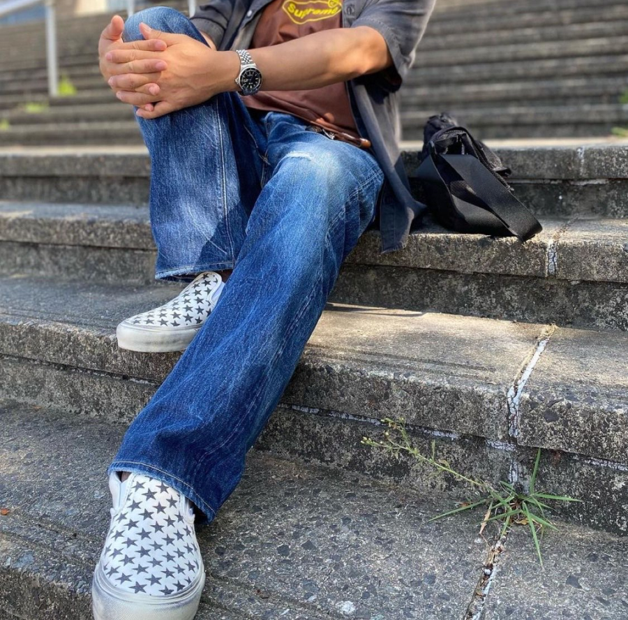 Giay Vans Vault x Bianca Chandon Classic Slip-On LX Stressed 'Black White' VN0A3QXYBA21