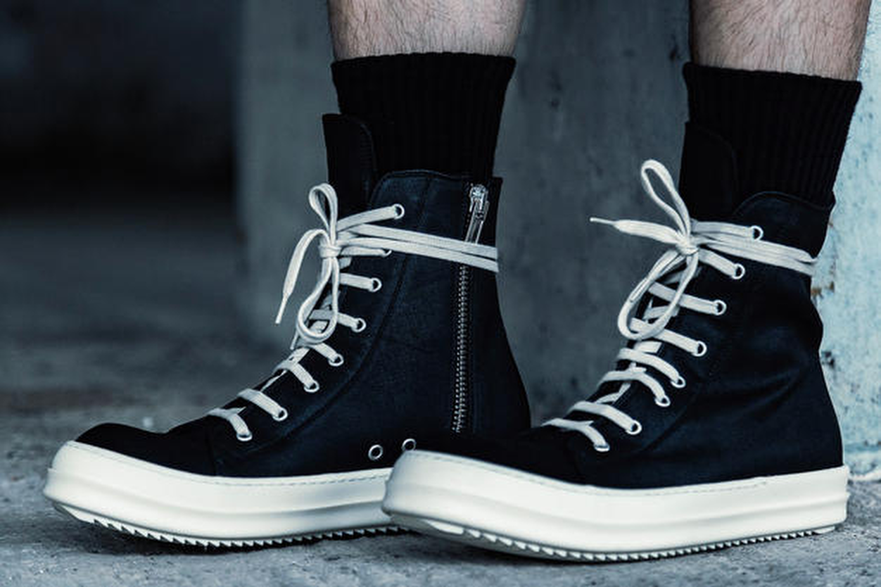 Giày Rick Owens Ramones High 'Black Leather' RU17S9890 - Ảnh 4