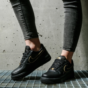 Alternative view of Giày Nike Wmns Air Force 1 Low '07 Essential 'Black Gold Swoosh' AO2132-005