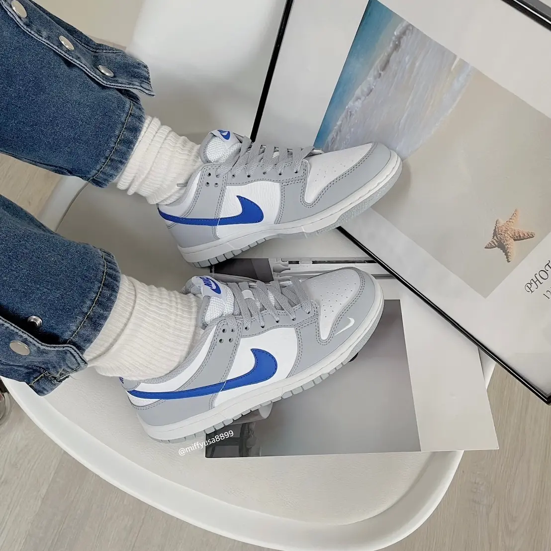Giay Nike Dunk Low GS 'Grey White Royal' FN3878-001