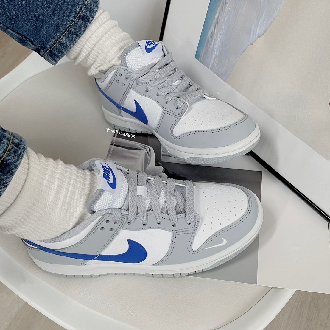 Giay Nike Dunk Low GS 'Grey White Royal' FN3878-001