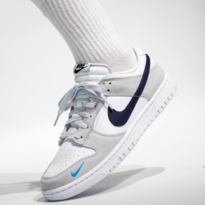 Giay Nike Dunk Low 'Mini Swoosh White Grey Navy Aqua' FJ4227-001