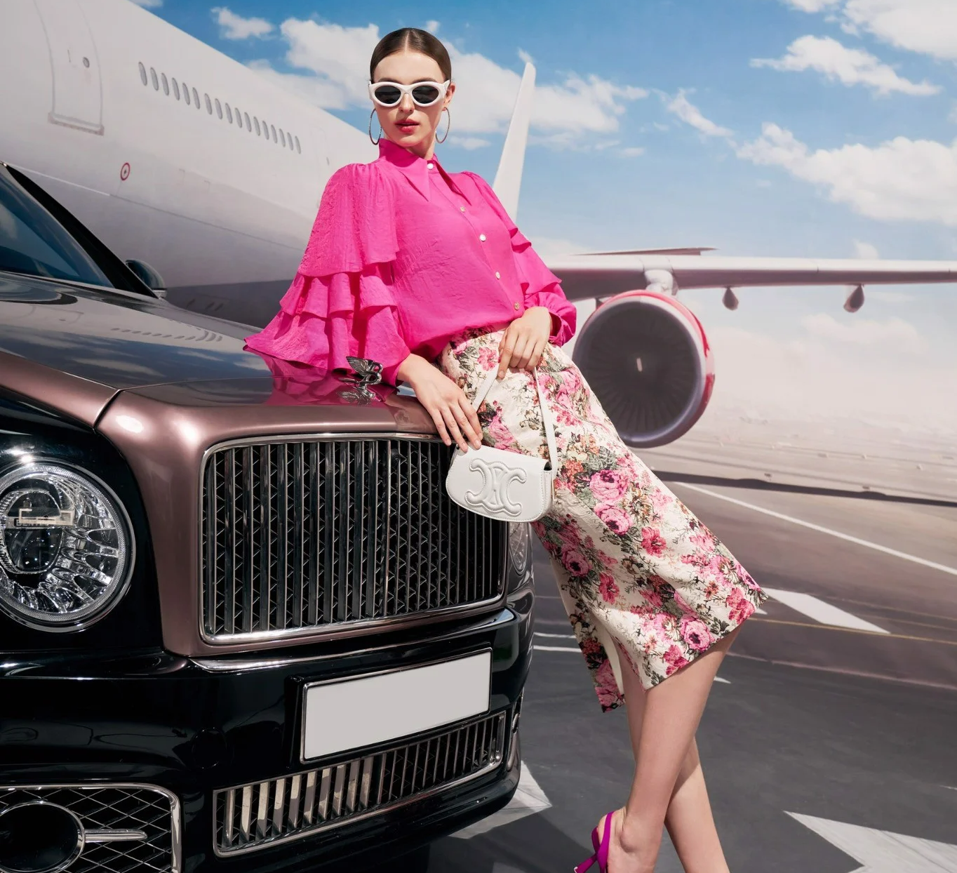 Kinh Prada Cat Eye Acetate Sunglasses 'White' PR20ZS1425S0