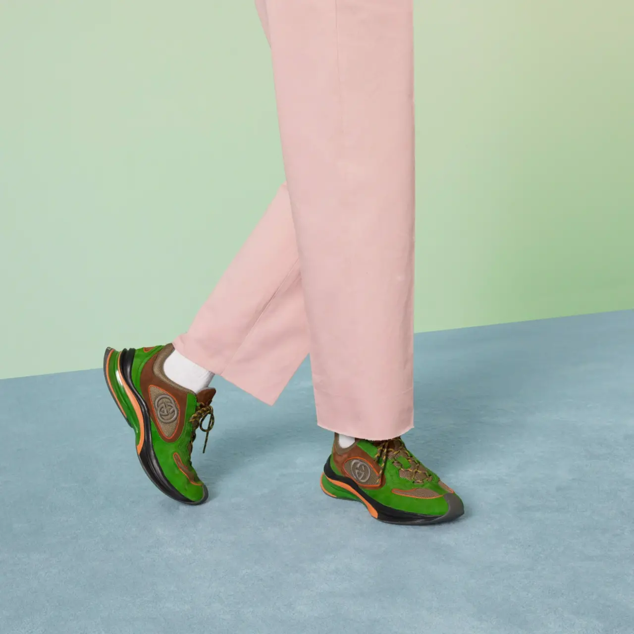 Giay Gucci Run Trainer 'Green Suede' 749785-AAB62-3142