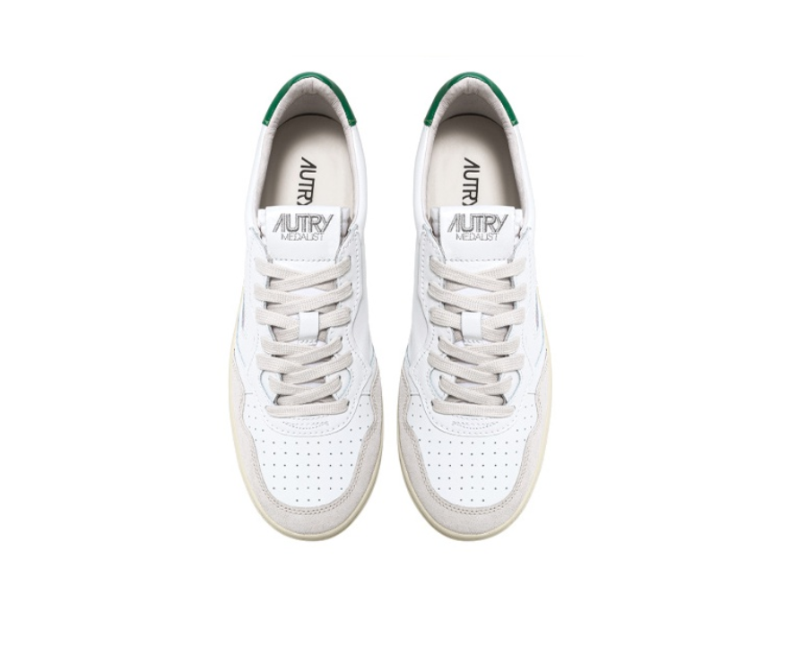 Giay Autry Medalist Low Leather Suede 'White Green' AULM-LS23