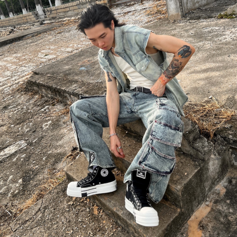 Giay Converse Rick Owens x Drkshdw Dbl Drkstar Chuck 70 High 'Black' A04954C