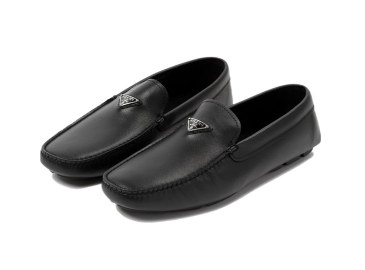 Giay Prada Triangle Logo Leather Loafers 'Black' 2DD172-A21-F0002