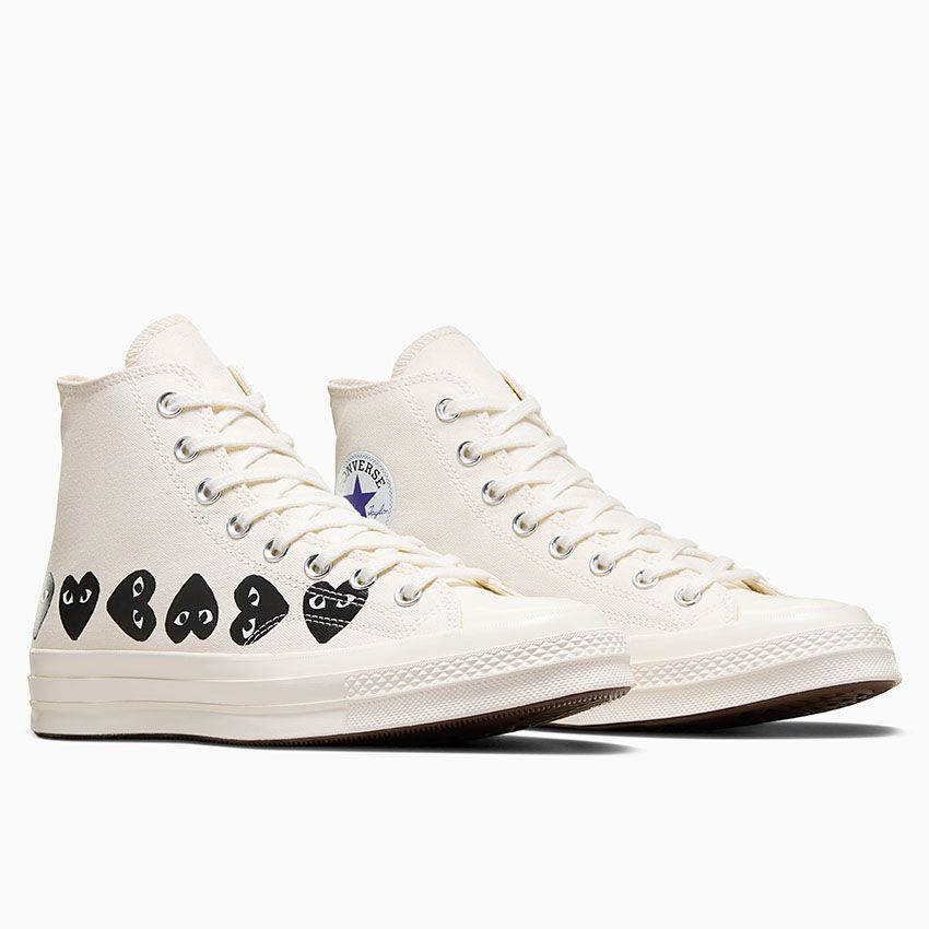Giay Converse x Play Comme des Garcons Chuck 70 Hi 'Multi Heart Egret' A08148C