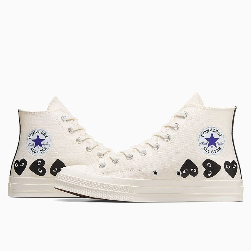 Giay Converse x Play Comme des Garcons Chuck 70 Hi 'Multi Heart Egret' A08148C