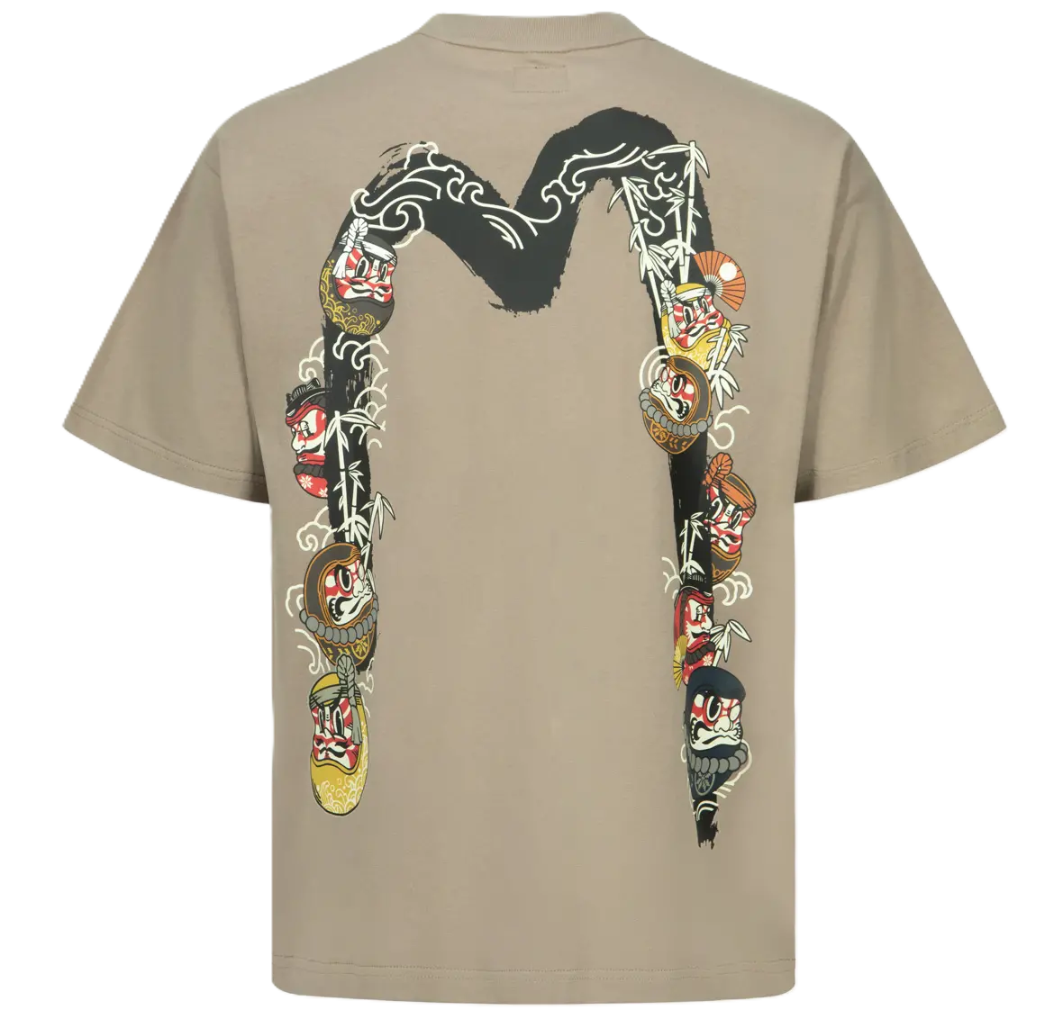 Ao Evisu Kumadori Daruma Daicock Print Relax Fit 'Cream'