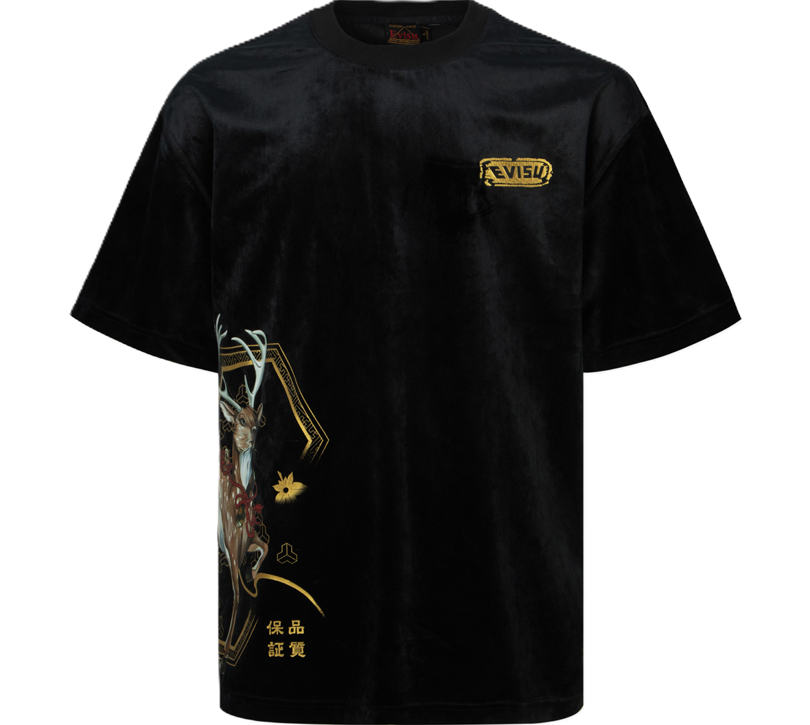 Ao Evisu Divine Deer Print And Foil Logo Loose Fit 'Black' 2EAHTM3TS7080LFPL