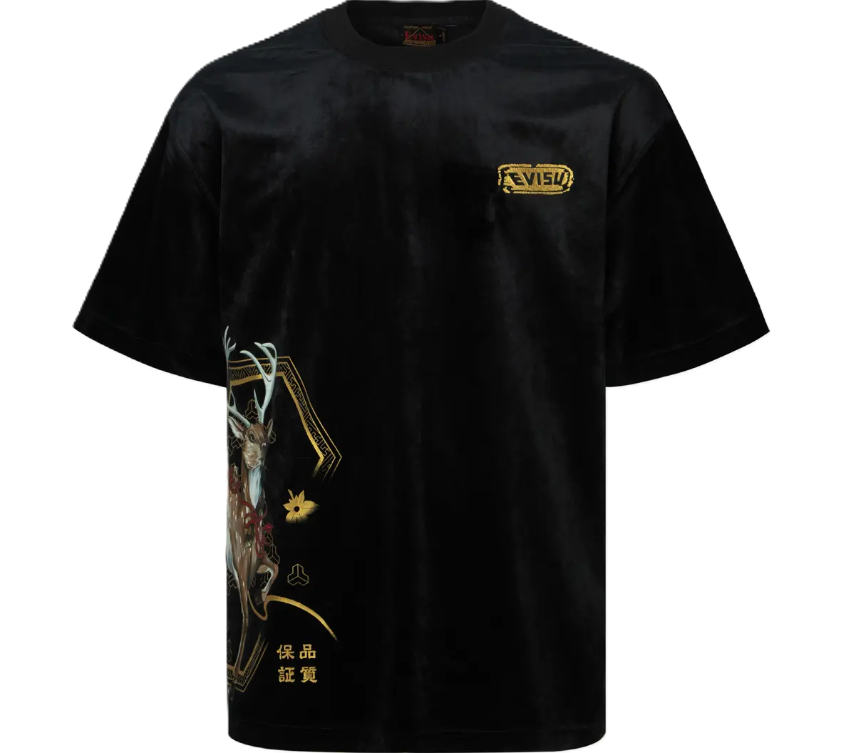Ao Evisu Divine Deer Print And Foil Logo Loose Fit 'Black' 2EAHTM3TS7080LFPL