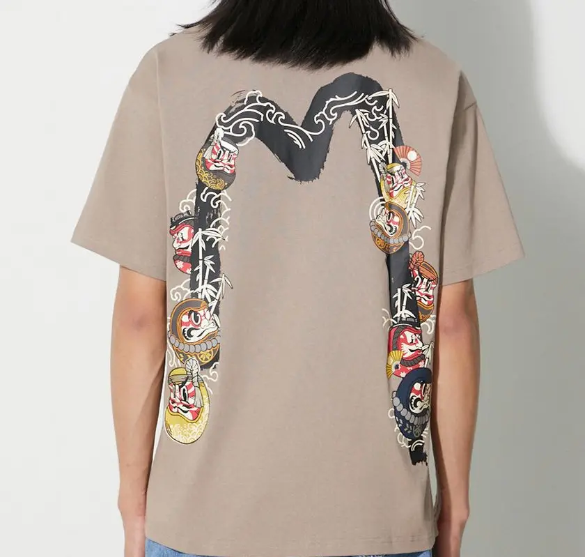Ao Evisu Kumadori Daruma Daicock Print Relax Fit 'Cream'