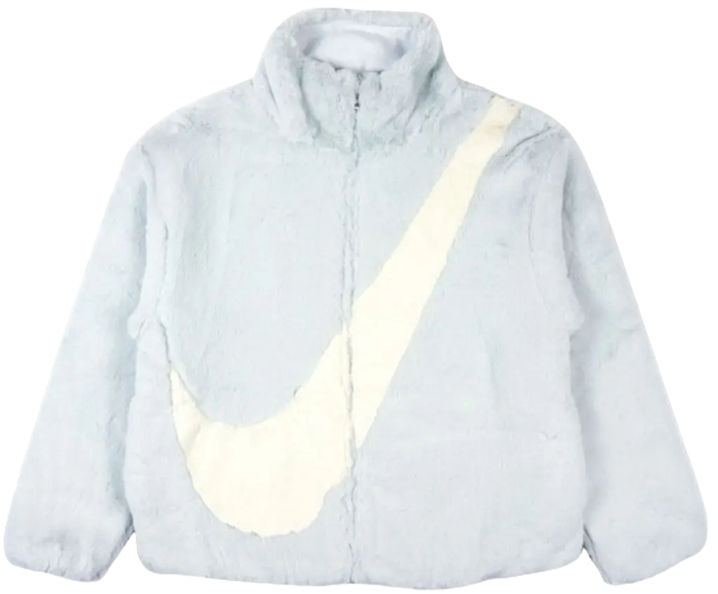Ao Nike NSW Swoosh Faux Fur Jacket 'Blue White' DO3792-025