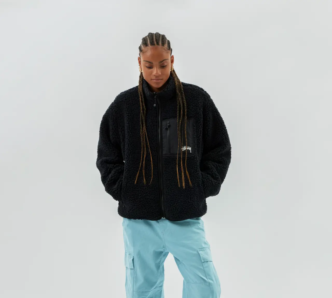 Ao Stussy Sherpa Reversible Jacket 'Black' 118529