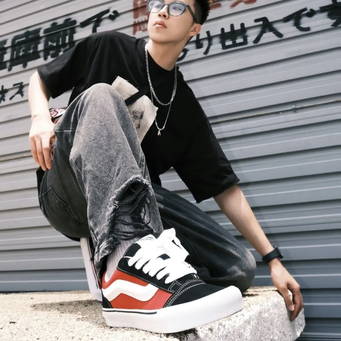 Giay Vans Knu Skool 'Red White' VN0009QC6RT