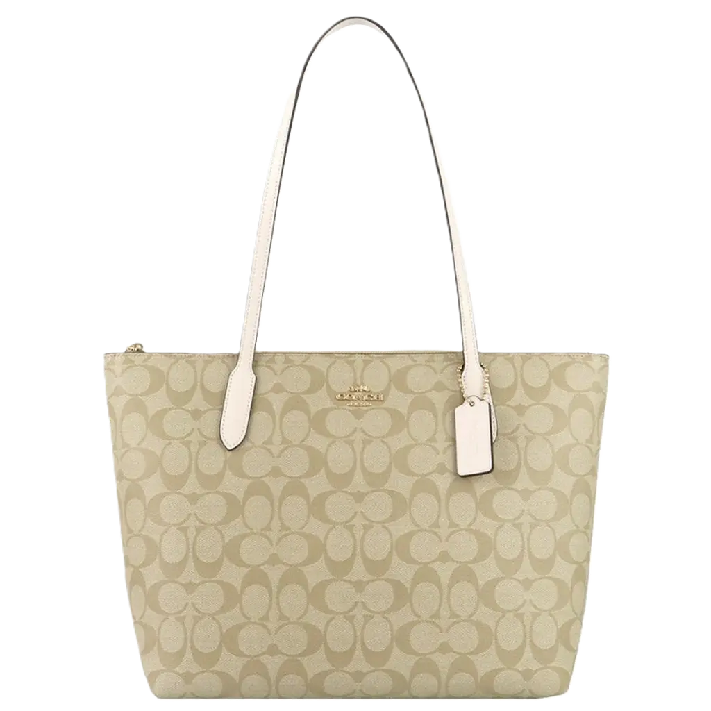 Tui Coach Zip Top Tote In Signature Canvas 'Beige' F4455-IMDQC