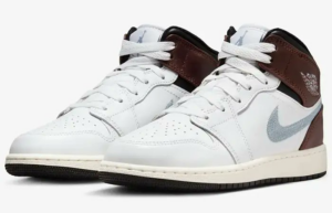 Giay Nike Air Jordan 1 Mid SE GS 'Brown Blue Grey' FQ8162-142