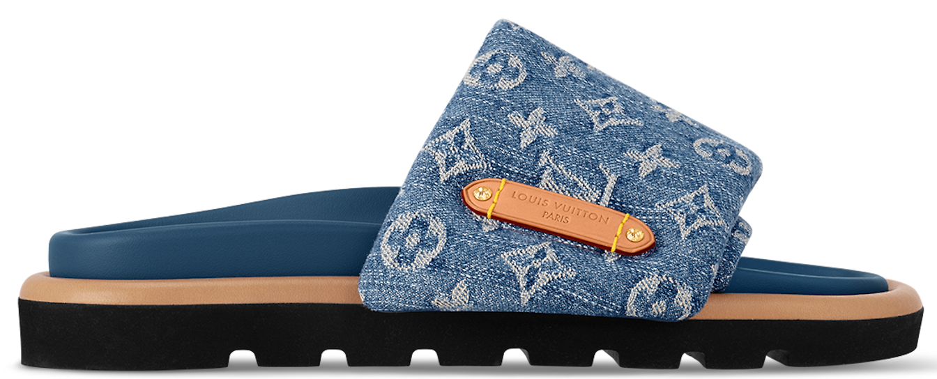Dep Louis Vuitton Pool Pillow Flat Comfort Mules 'Blue' 1ACJVH