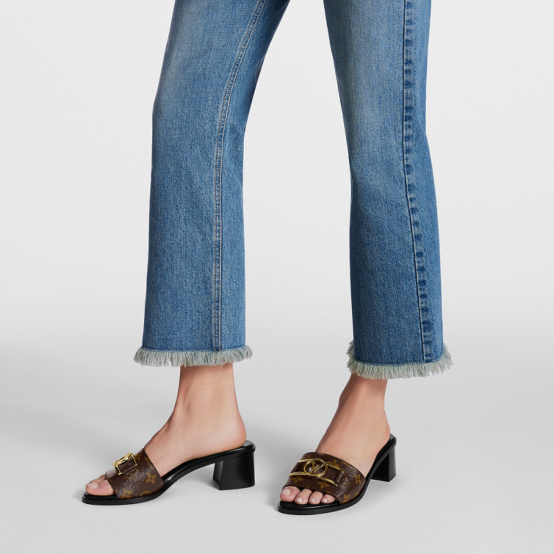 Dep Louis Vuitton Lock It Flat Mules 'Brown' 1A64MN