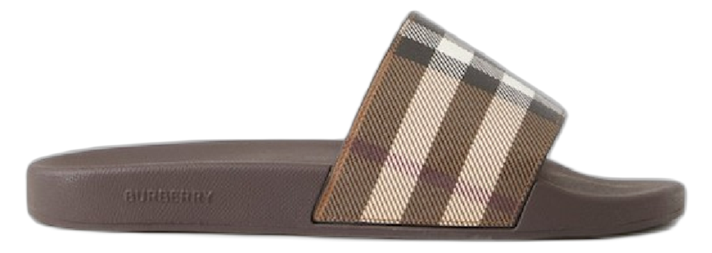 Dep Burberry Check Print Slides 'Dark Birch Brown' 80481951