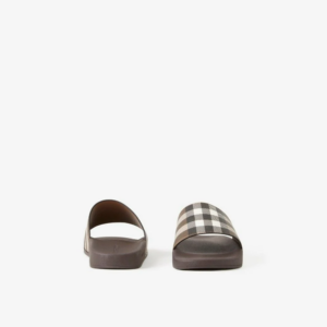 Dep Burberry Check Print Slides 'Dark Birch Brown' 80481951