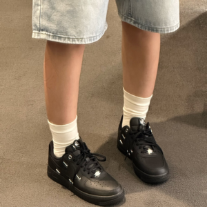 Giay Nike Air Force 1 Low 'Black Silver Mini Swoosh' HQ1180-001