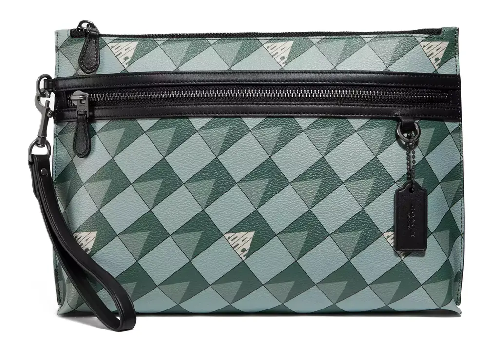 Tui Coach Carryall Pouch With Check Geo 'Green' 2747-QBTE