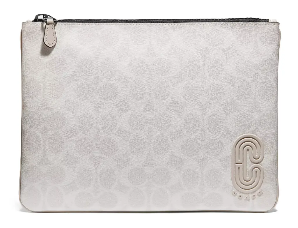 Tui Coach Large Pouch In Signature Canvas With Coach Patch 1314-QBR14