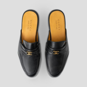 Giay Gucci Black Leather With Gold Logo 'Black' 692251-D3V00-1000