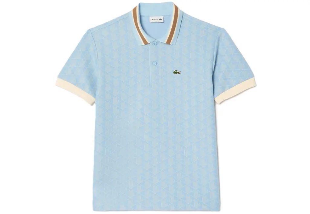 Ao Lacoste Contrast Collar Monogram Polo 'Light Blue' DH1417-WB5