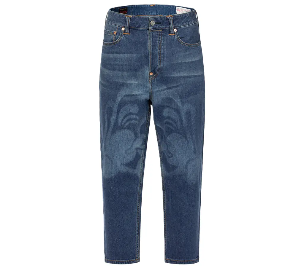 Quan Evisu Stencil Godhead Discharged 'Blue' 2ESHTM3JE23127CS