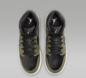 Giay Nike Air Jordan 1 Mid GS 'Black White Olive' DQ8423-092