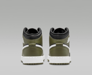 Giay Nike Air Jordan 1 Mid GS 'Black White Olive' DQ8423-092