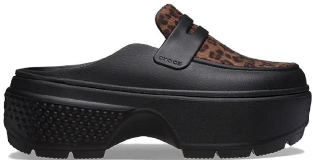Dep Crocs Stomp Leopard Loafer Clogs 'Black' 210366-0ZR