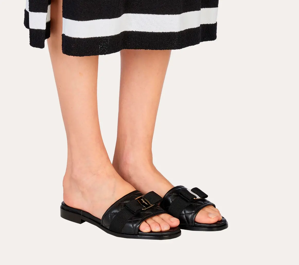 Dep Salvatore Ferragamo Quilted Slide Vara Bow 'Black' 01D474-753739