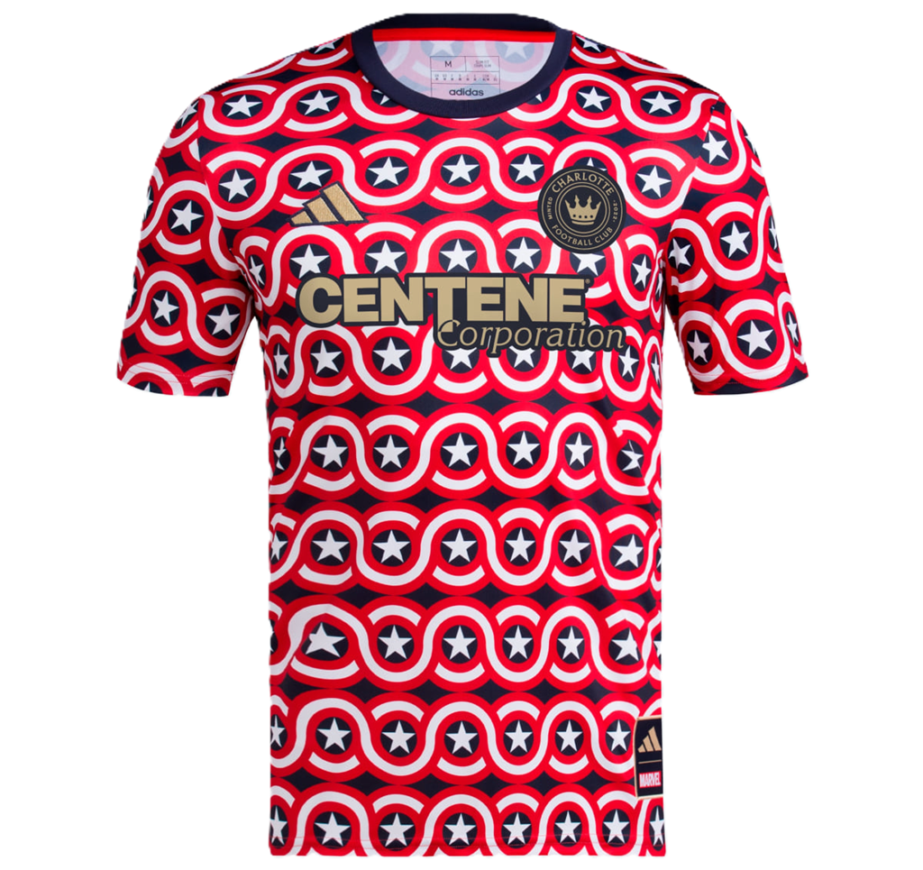 Ao Adidas Charlotte FC x Marvel MLS Pre-Match Jersey 'Red' IQ4233