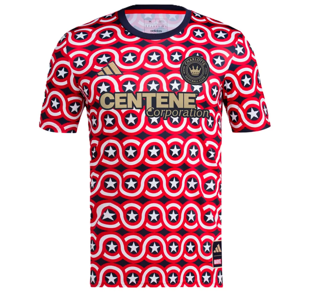 Ao Adidas Charlotte FC x Marvel MLS Pre-Match Jersey 'Red' IQ4233