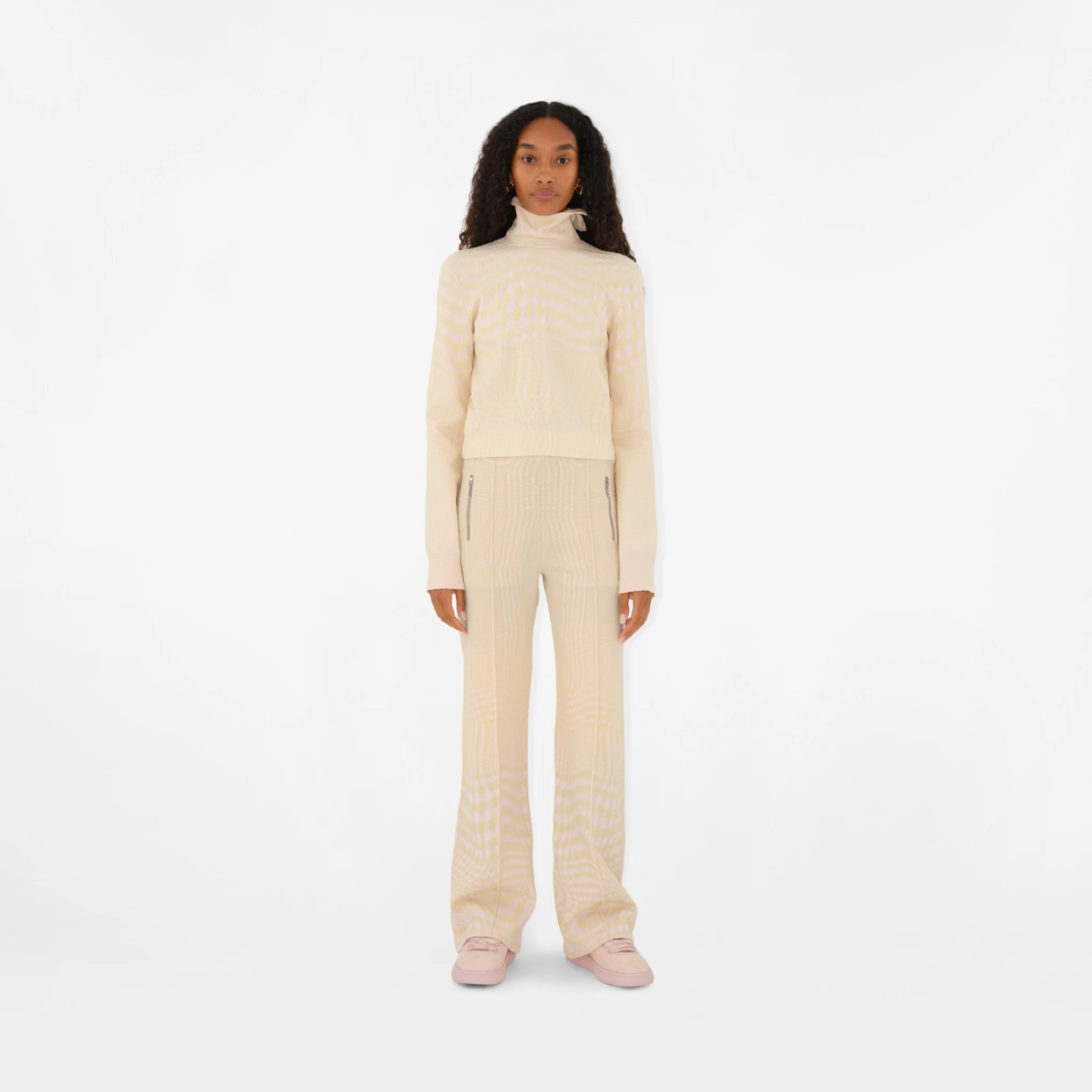 Giay Burberry Check Knit Box Sneakers 'Cameo' 80817301