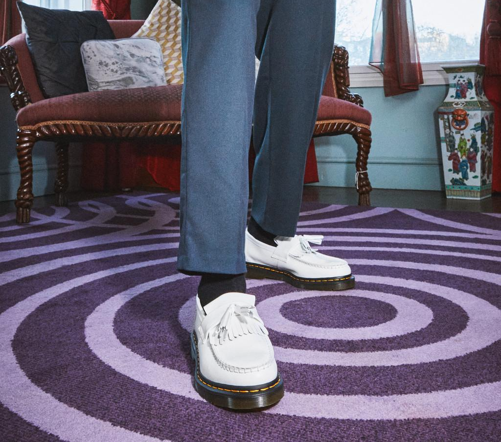 Giay Dr.Martens Adrian Yellow Stitch Leather Tassel 'White' 27431100