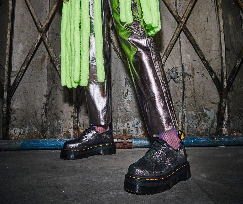 Giay Dr. Martens 1461 Faux Fur-Lined Metallic Leather 'Black' 27957012