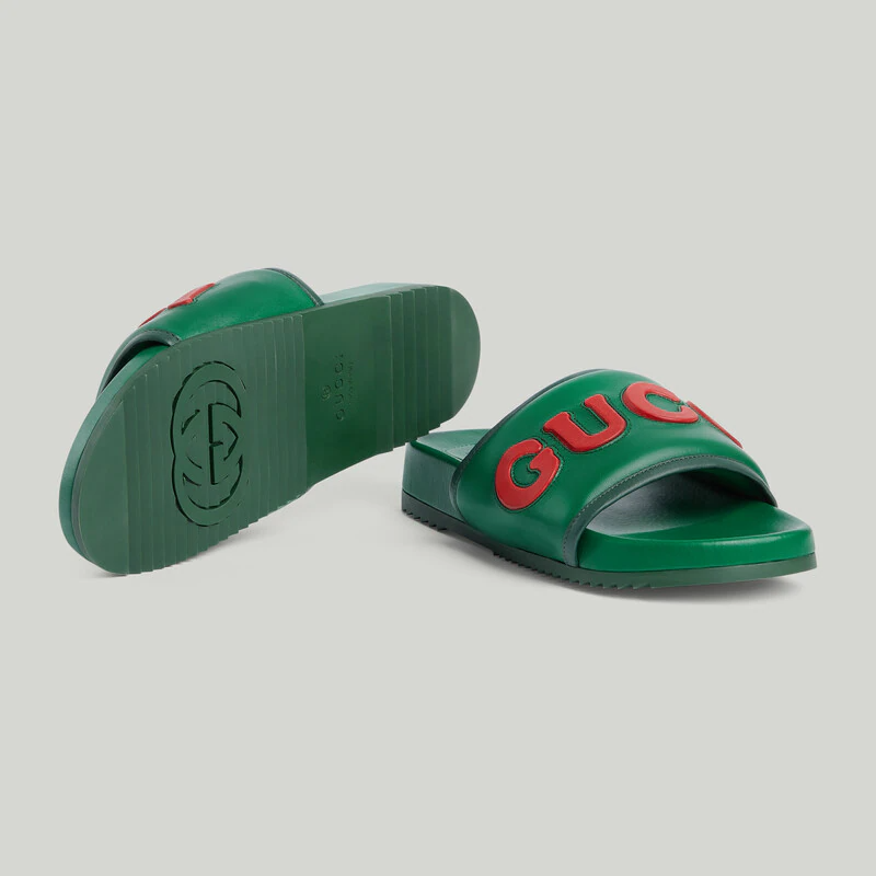 Dep Gucci Slide Sandal Leather 'Green' 742009-AABYM-3052