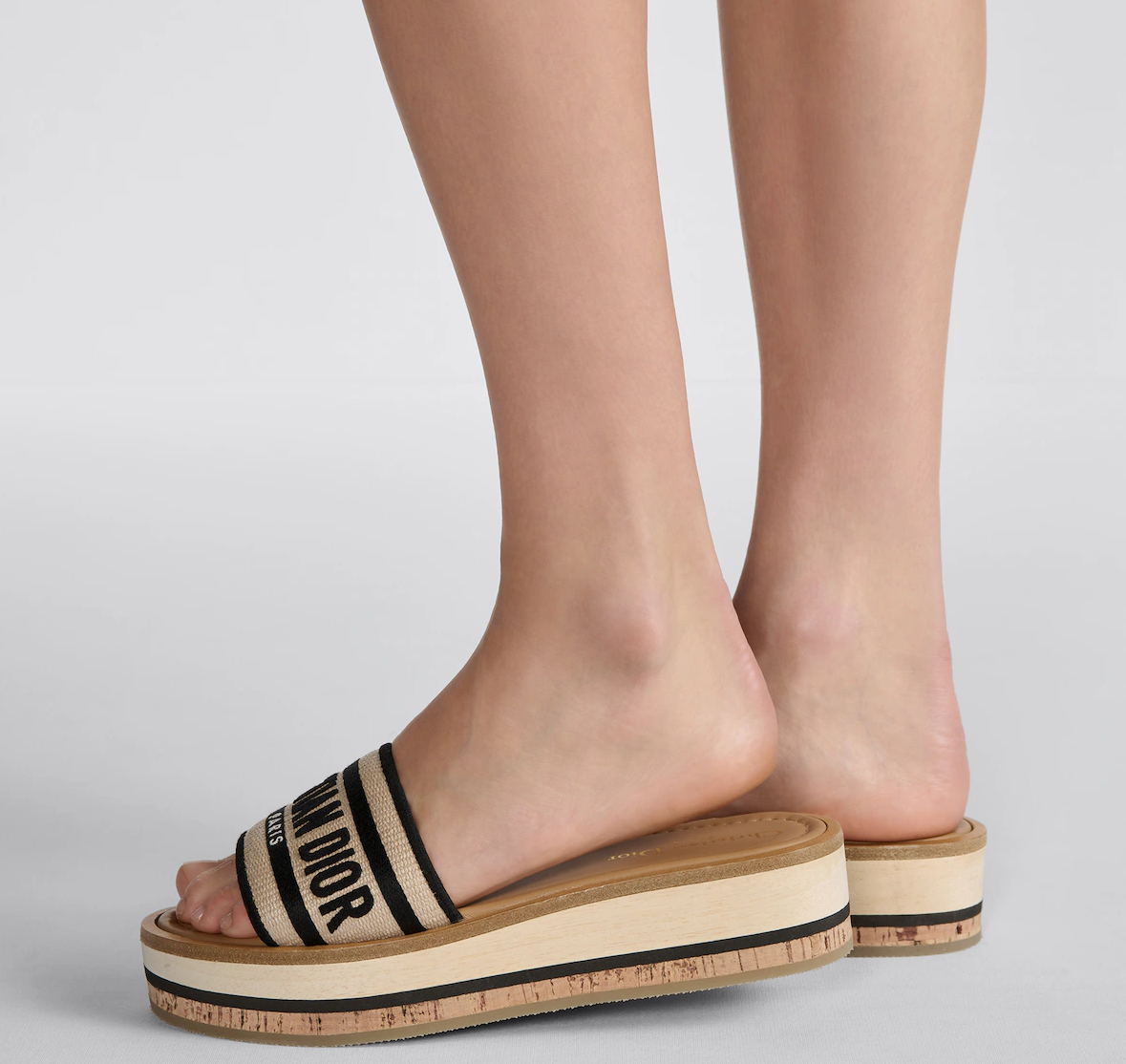 Dep Christian Dior Dway Platform Slide 'Natural Raffia' KCO052ECJ-S900