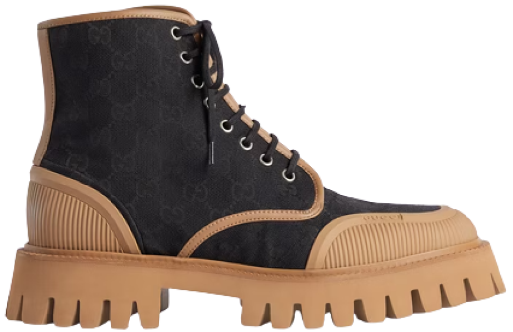 Giay Gucci Lace-up Boot 'Black Canvas' 699970-KQWM0-1146