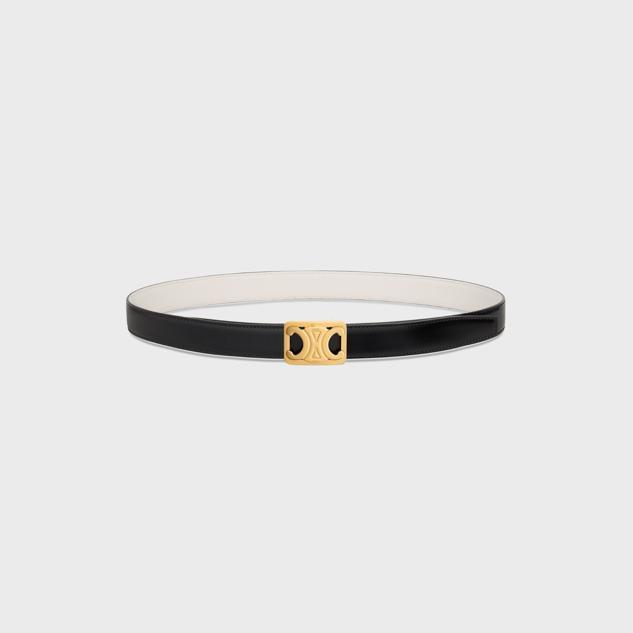 That Lung Celine Medium Reversible Framed Triomphe Belt 'Black' 45BIZ3APD-38TW