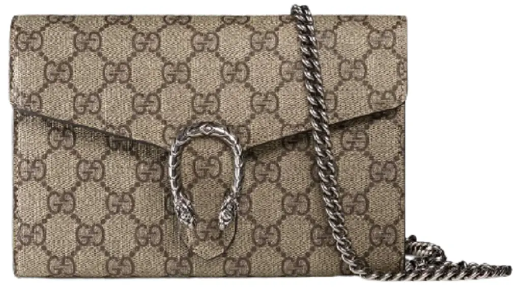 Tui Gucci Dionysus GG Supreme Chain Wallet 'Brown' 401231-KHNSN-8642