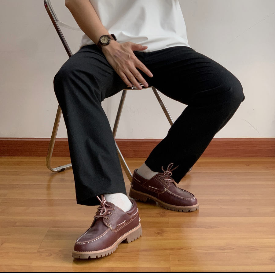 Alternative view of Giày Timberland 3-Eye Lug Handsewn Boat 'Burgundy' 50009648